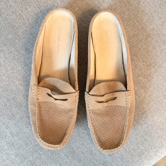 🤎 Donald J Pliner Perforated Suede Slip-On Loafers – Tan – Size 10 - Picture 2 of 4